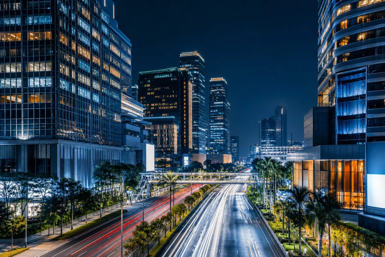 Rama 9, Bangkok, at night — illustrative artwork, not a photograph of the area