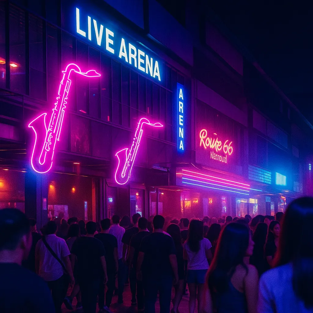 Outside view of the RCA strip in Bangkok at night