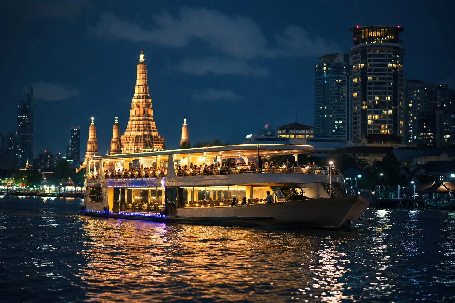Chao Phraya Dinner Cruises — illustrative artwork, not a photograph of any venue
